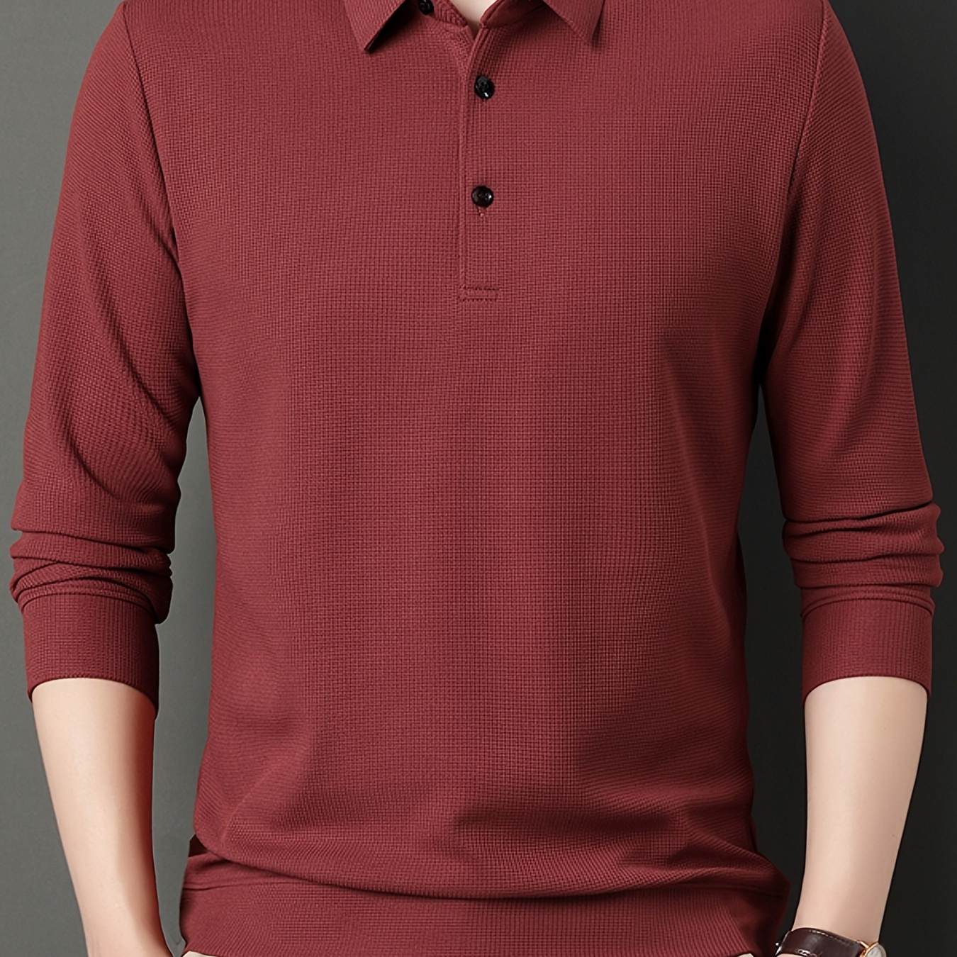 

Men's Casual Lapel Shirt, Elegant Lapel Long Sleeve Tops