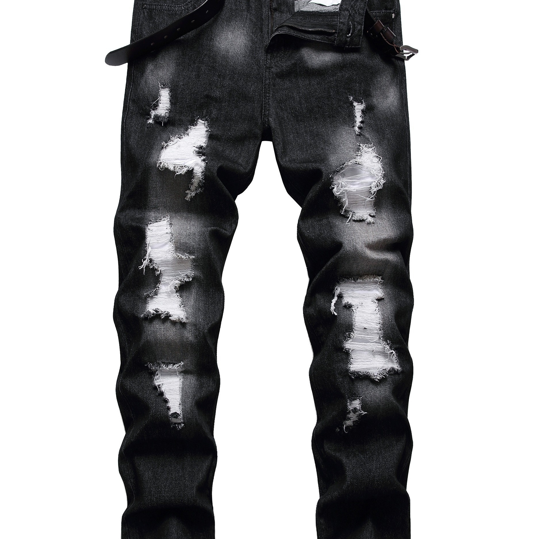 

Men Ripped Jeans, Slim Fit Straight Leg, Denim Pants With Holes