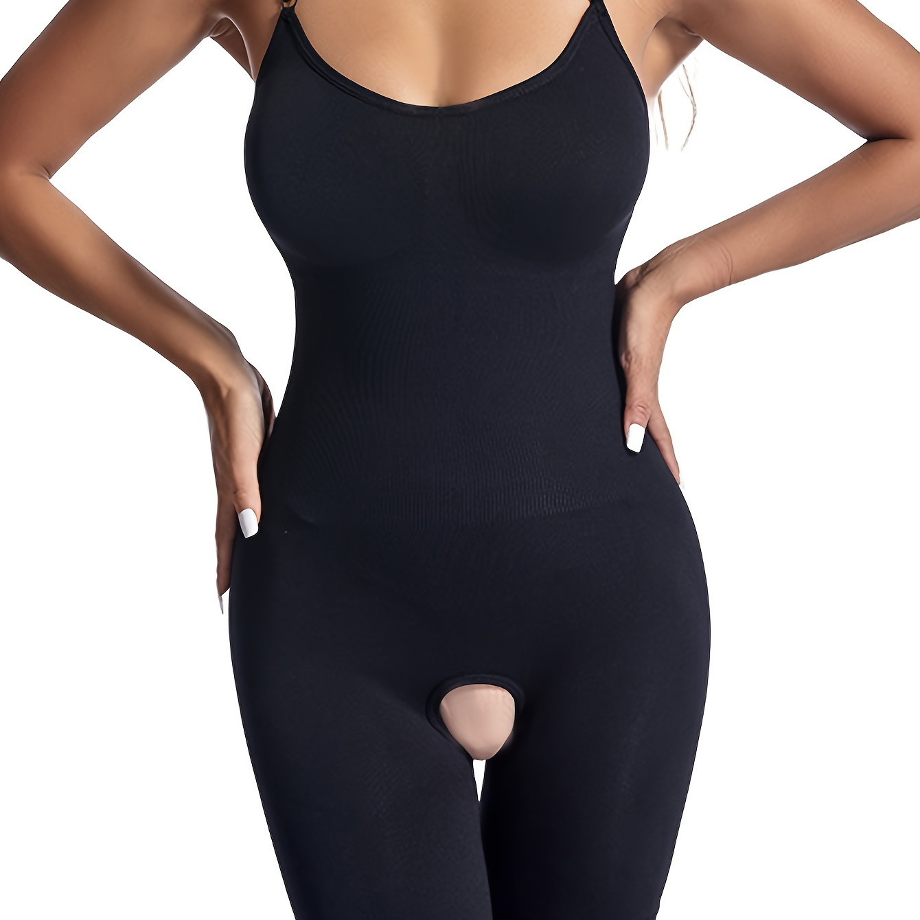 Crotchless Shapewear for Women Tummy Control Butt Lifting Bodysuit Seamless  Body Shaper Round Neck Jumpsuits