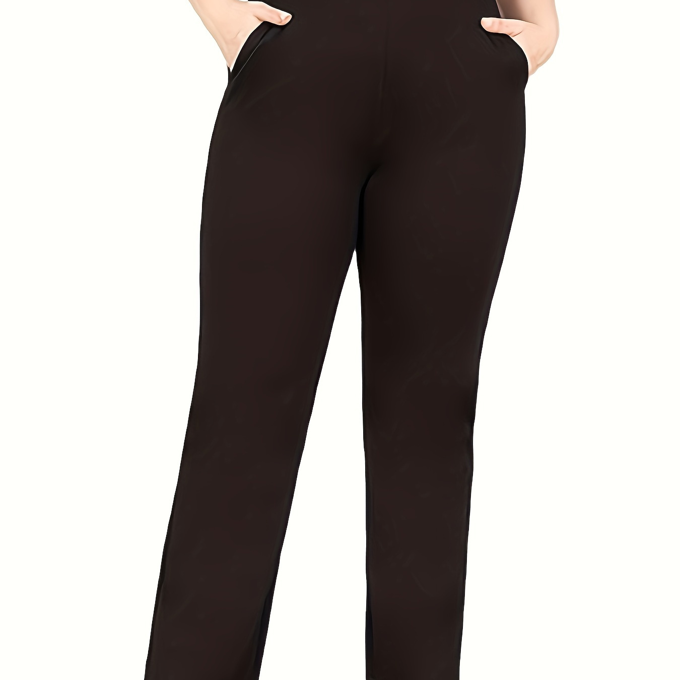 

Pantalon droit uni grande taille, élégant pantalon taille haute pour et l'été, vêtements grande taille pour femmes