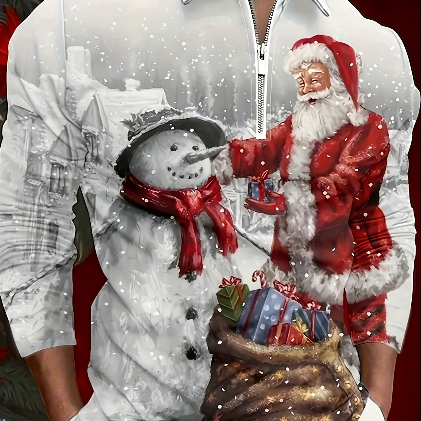 

Christmas And Snowman Long Sleeve Lapel , 100% Polyester, , , Slight , Pattern, Regular Fit