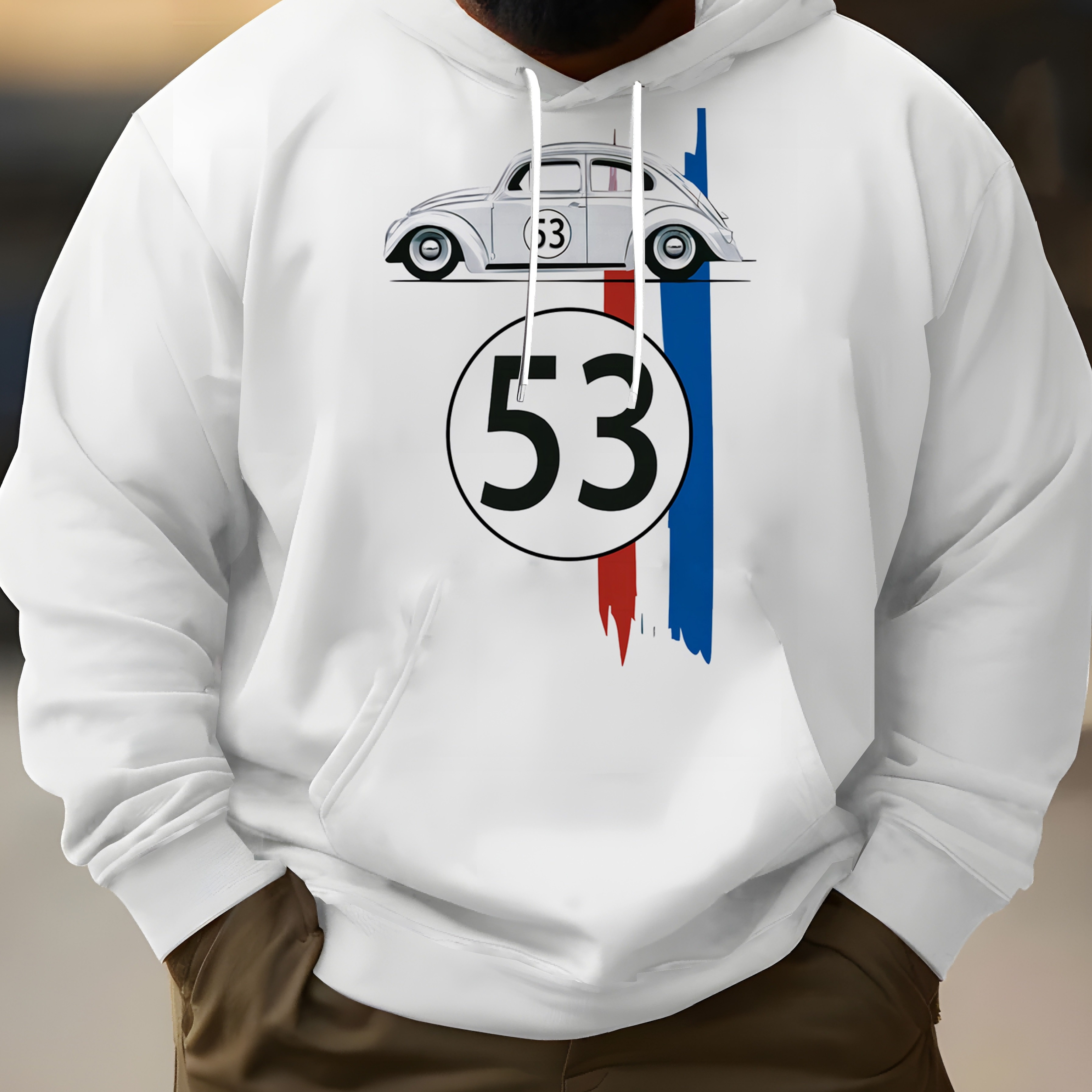 

Large Size Men's Casual Fashion 53 Number Racing Pattern Hoodie