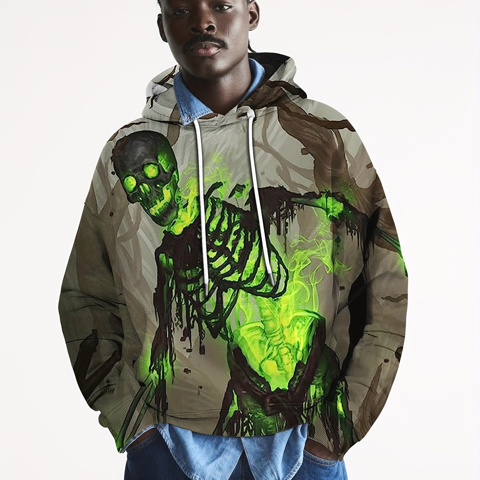 Green skeleton hoodie sale