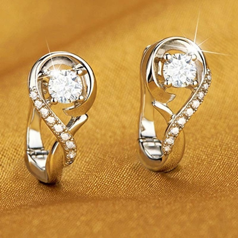 

Unique Shape Silver Plated Zircon Earrings For Women Engagement Wedding Jewelry Ornaments