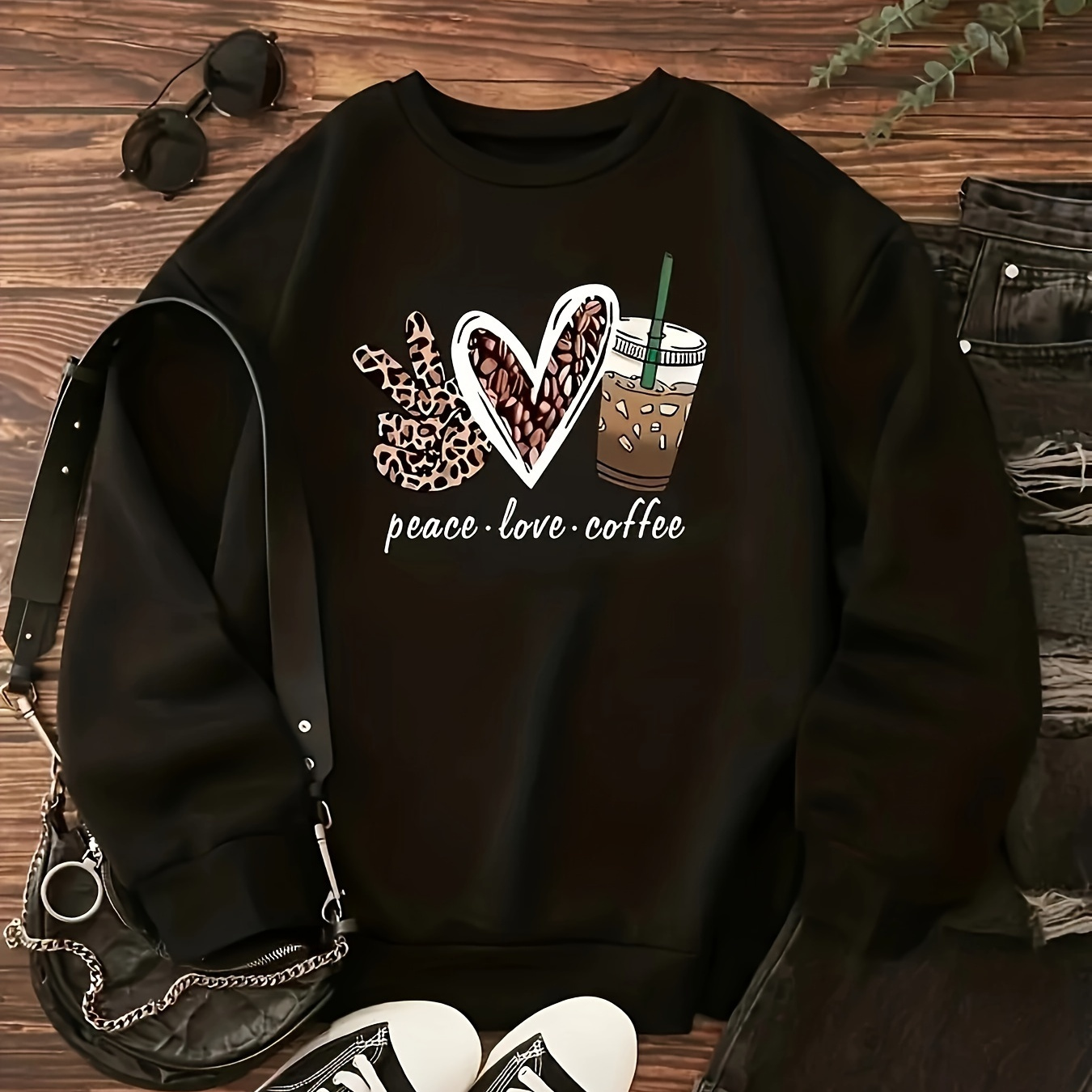 

Graphic & Letter Print Pullover Sweatshirt, Casual Long Sleeve Crew Neck Sweatshirt For Fall & Winter, Women's Clothing