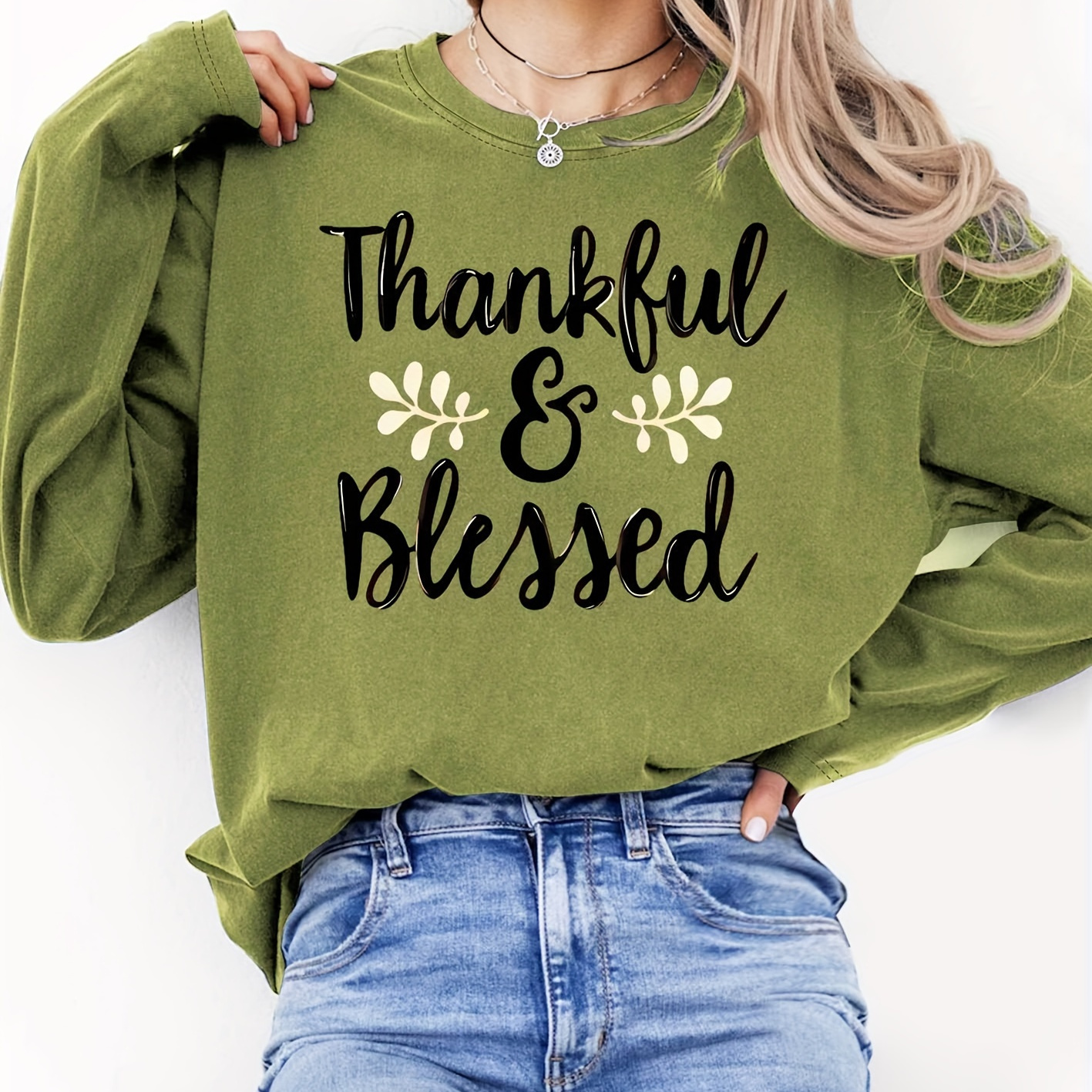 

& " - Plus Size Women's Long Sleeve T- - , Stretchy Polyester,
