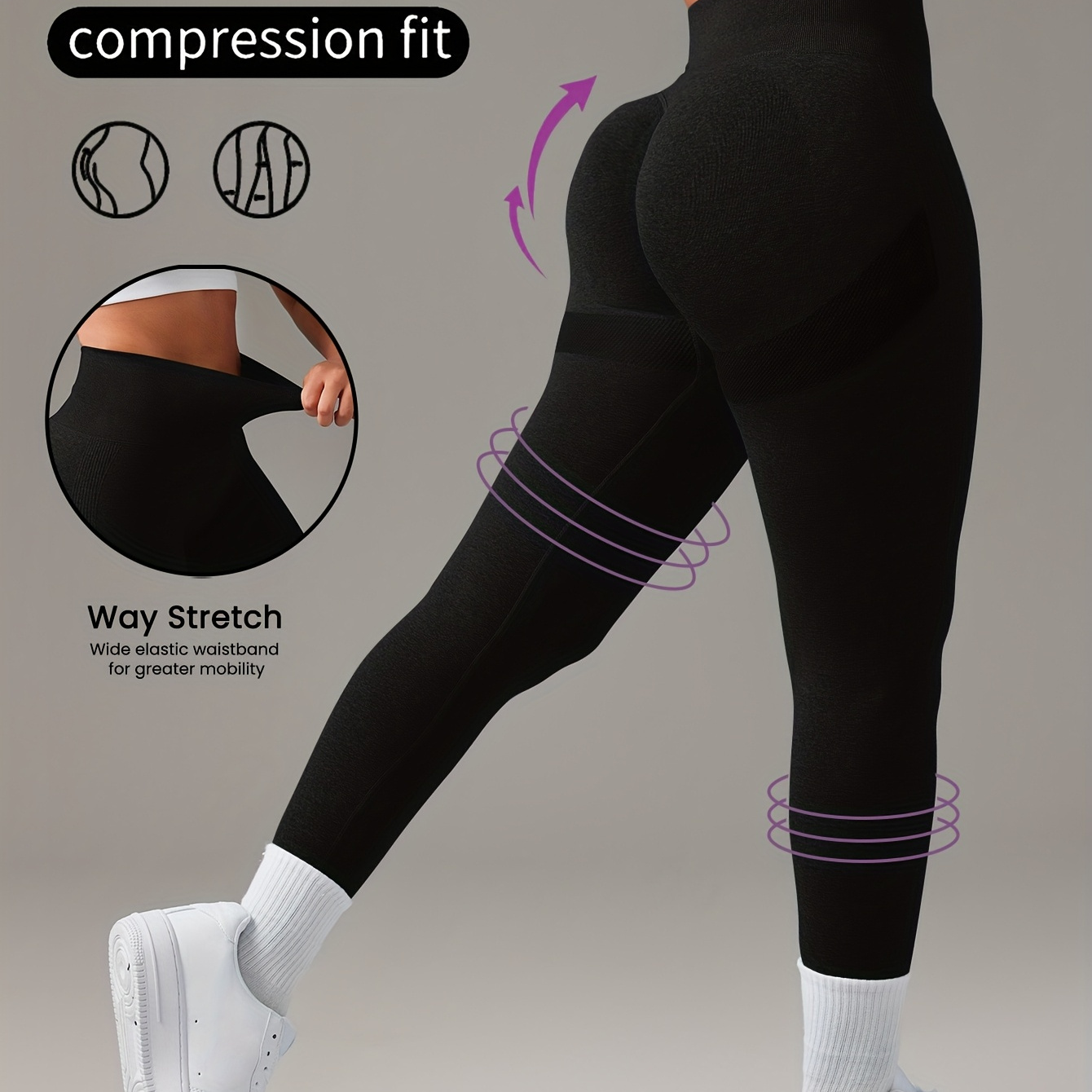 

Women's High-waist Butt Lifting Yoga Pants, Seamless Gym Leggings For Spring/summer, Athletic Tight Workout Trousers, Sporty Style