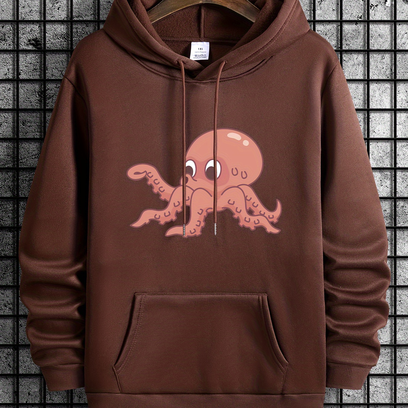

Plus Size Men's Hooded Sweatshirt, Anime Octopus Graphic Print Hoodies For Spring Fall Winter, Men's Clothing