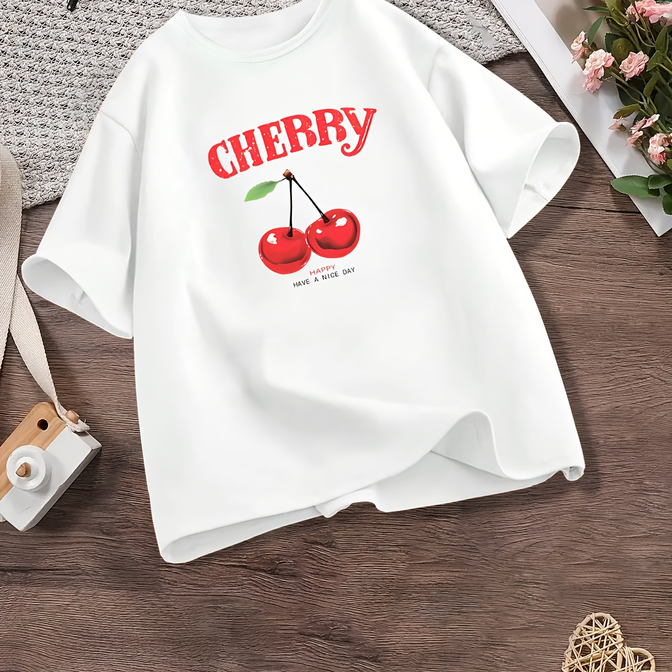 

Cherry Tee, Girls Comfy & Trendy T-shirt For , Girls Clothes For Outdoors