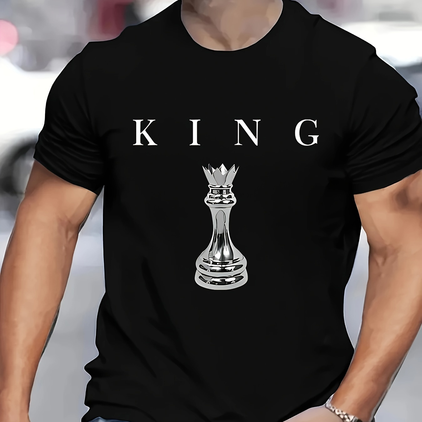 

King Letter Printed T-shirt, Summer And Spring Short-sleeved Round Neck Casual Top, Women's Clothing