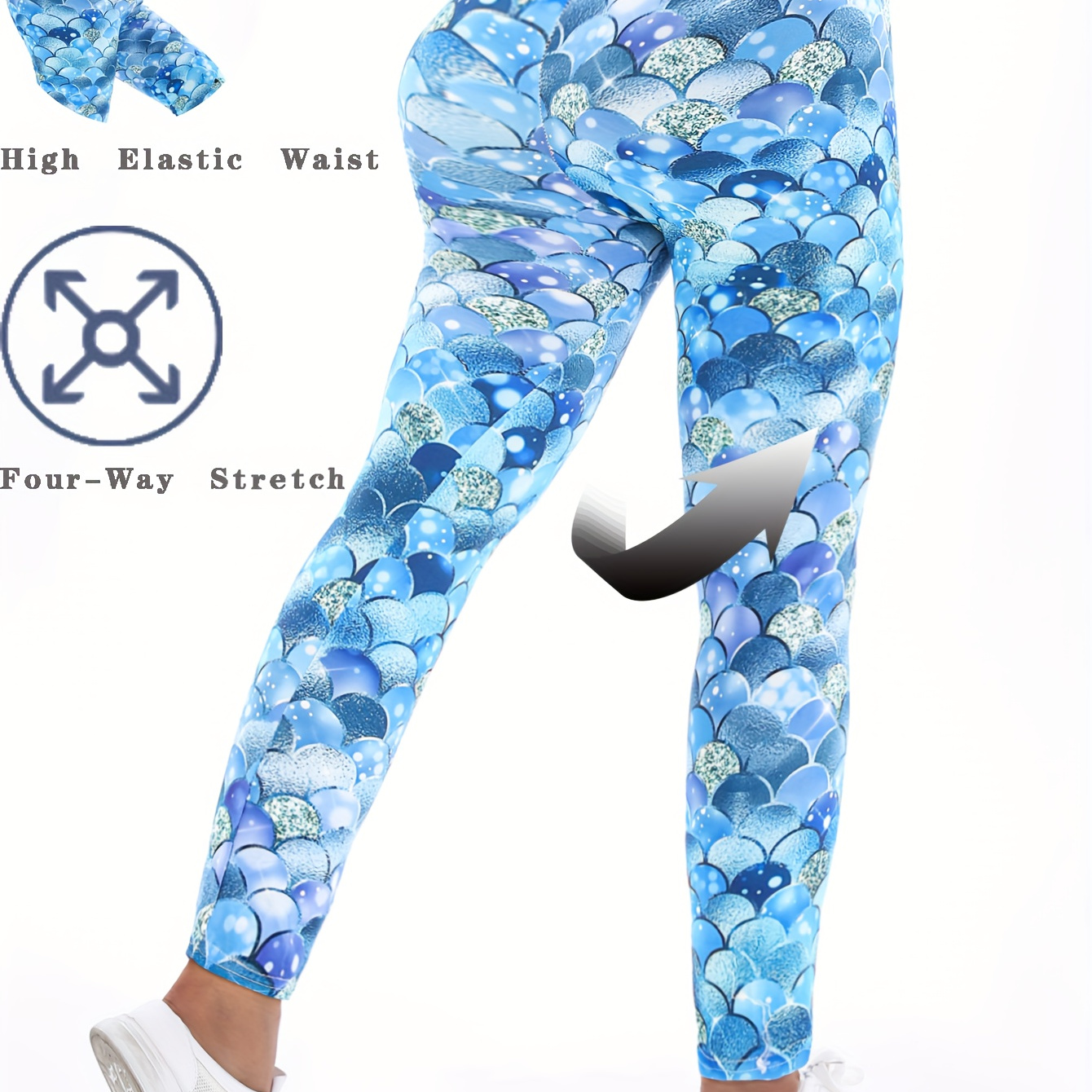 

Women's High Waist Yoga Pants With Print, Stretchy Fitness Leggings For Running, Gym, And Workout