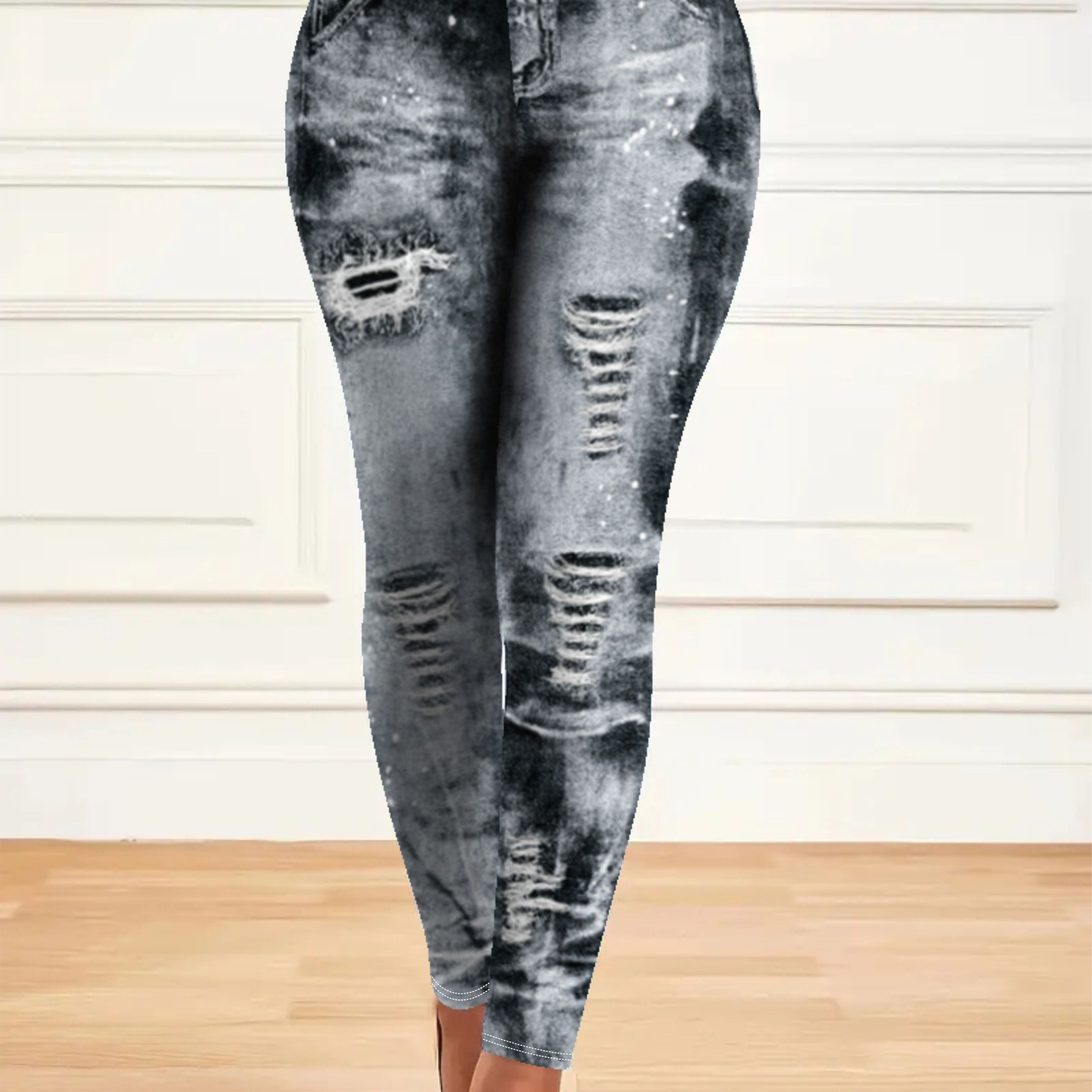 

Leggings Skinny Imprimés De Grande Taille, Leggings Extensibles Décontractés À Taille Haute, Vêtements De Grande Taille Pour Femmes