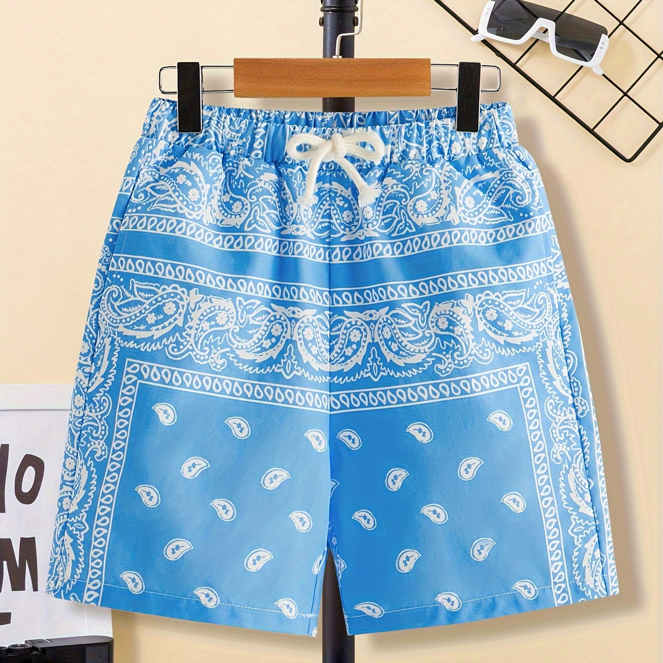 

Paisley Pattern Print Boys Comfortable Creative Shorts, Casual Shorts For Summer Outdoor