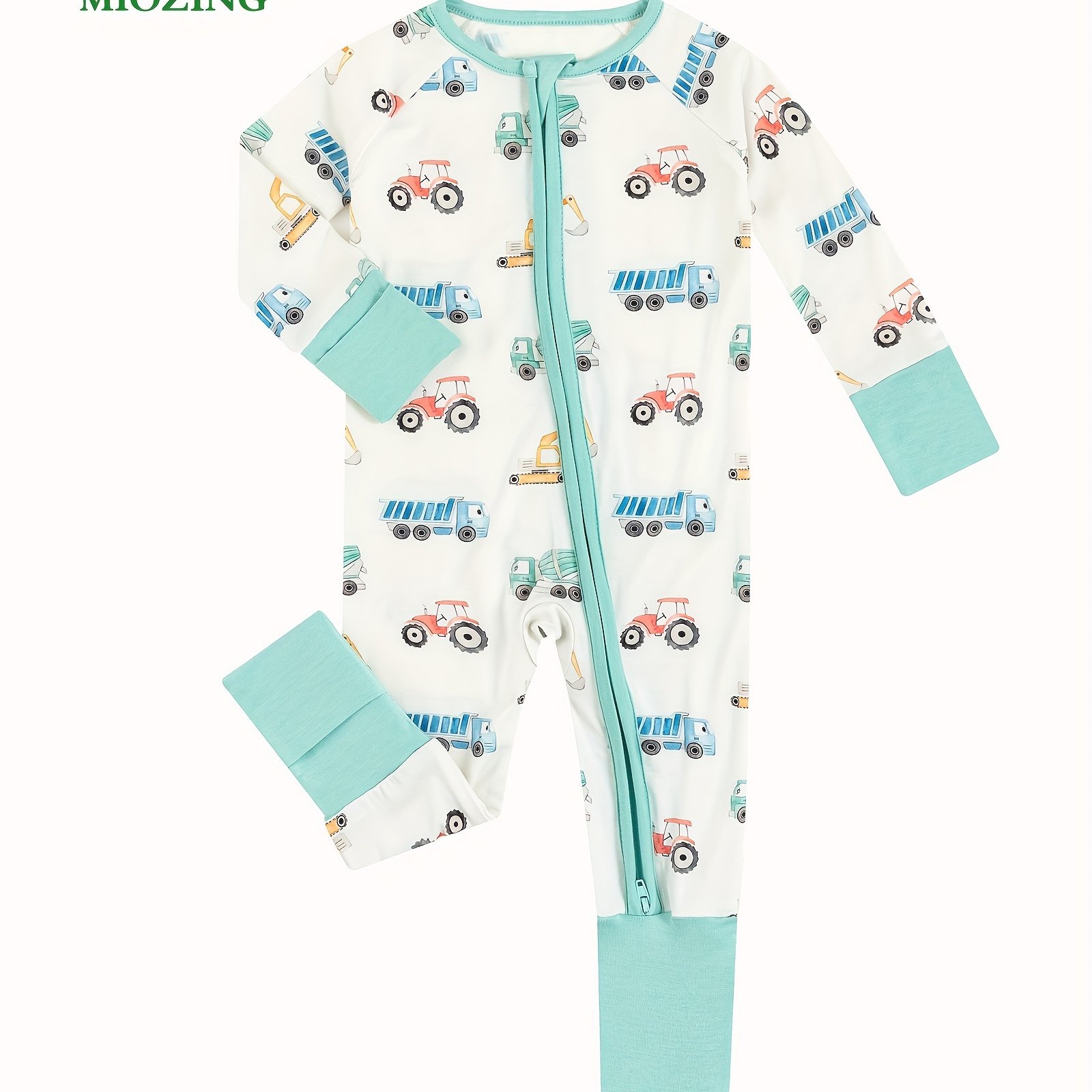 

Miozing Bamboo Fiber Bodysuit For Infants, Cartoon Colorful Car Pattern Long Sleeve Onesie, Baby Boy's Clothing
