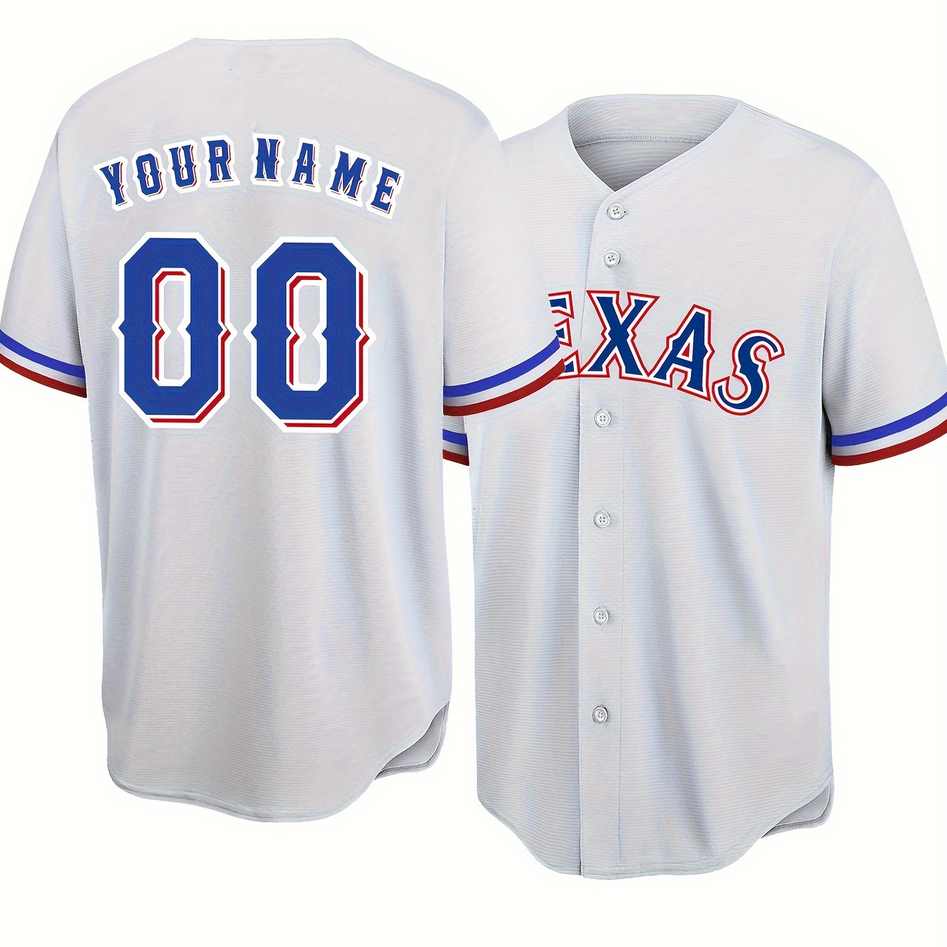 

Customized Name And Number Design, Men's Texas Embroidery Design Short Sleeve Loose Breathable V-neck Baseball Jersey, Sports Shirt For Team Training