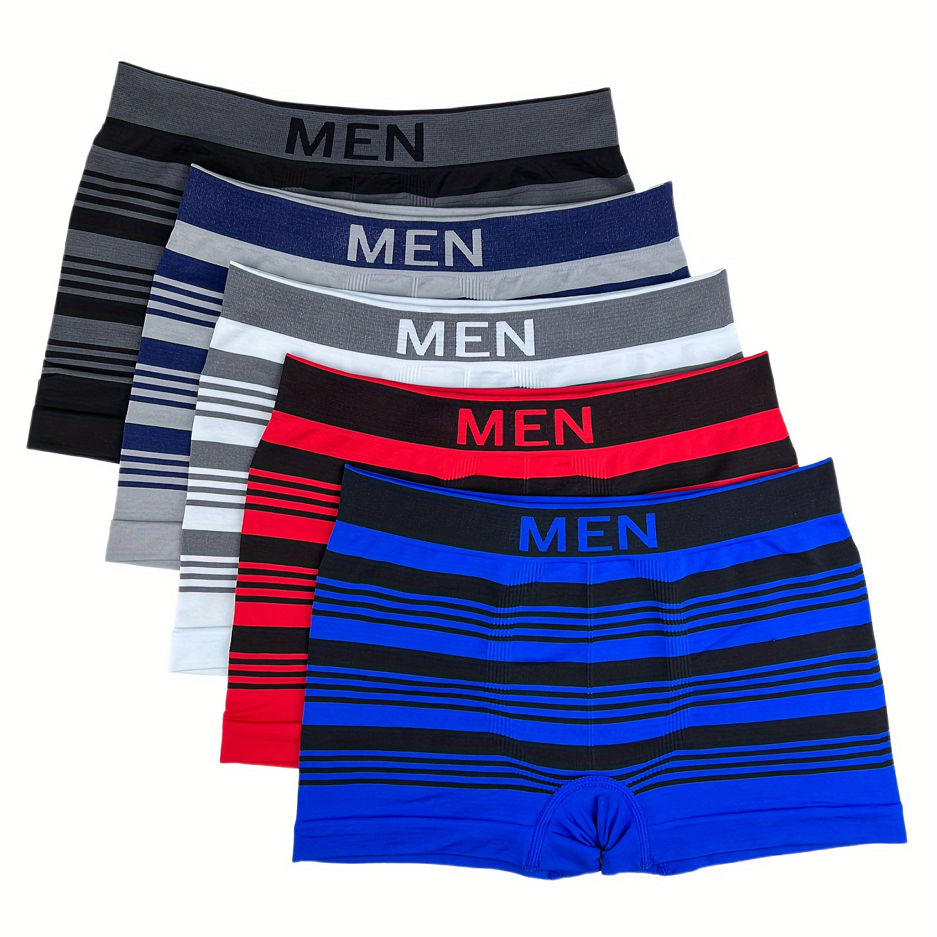 

Rts015 Striped 5pcs Seamless Men's Boxer Briefs