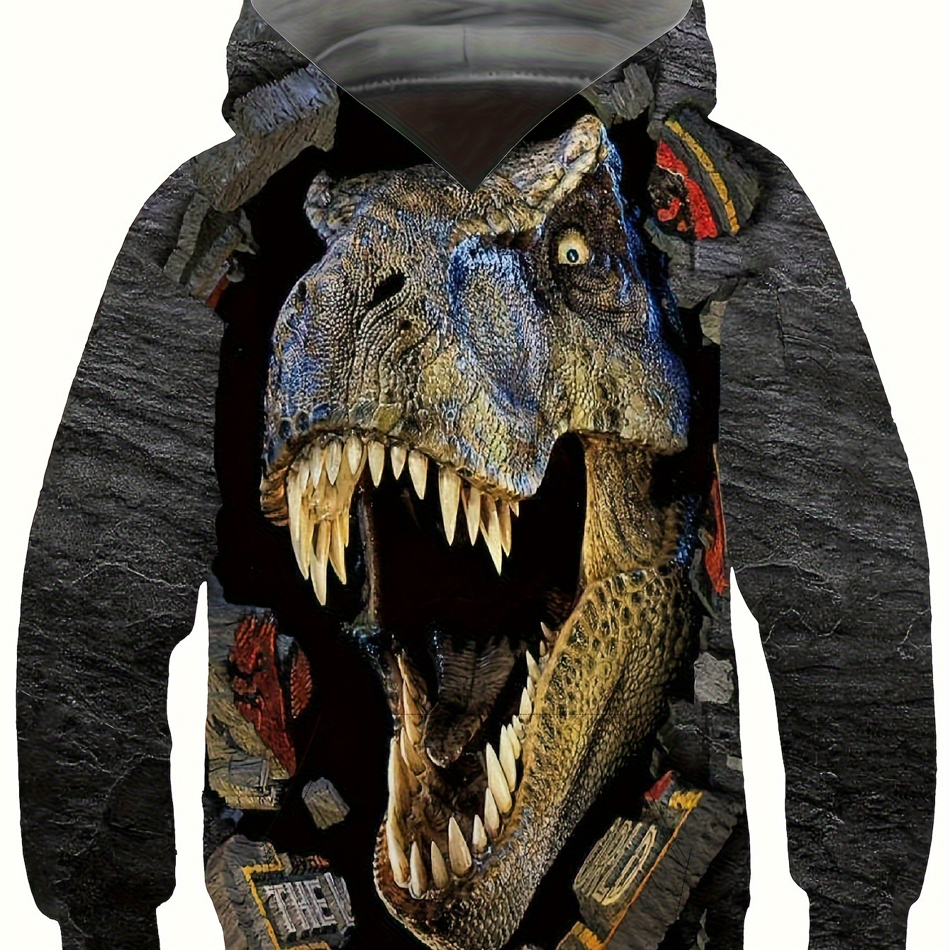 Cool Dinosaur 3D Print Boys Casual Pullover Hooded Long Sleeve Sweatshirt For Spring Fall, Kids Hoodie Tops Outdoor