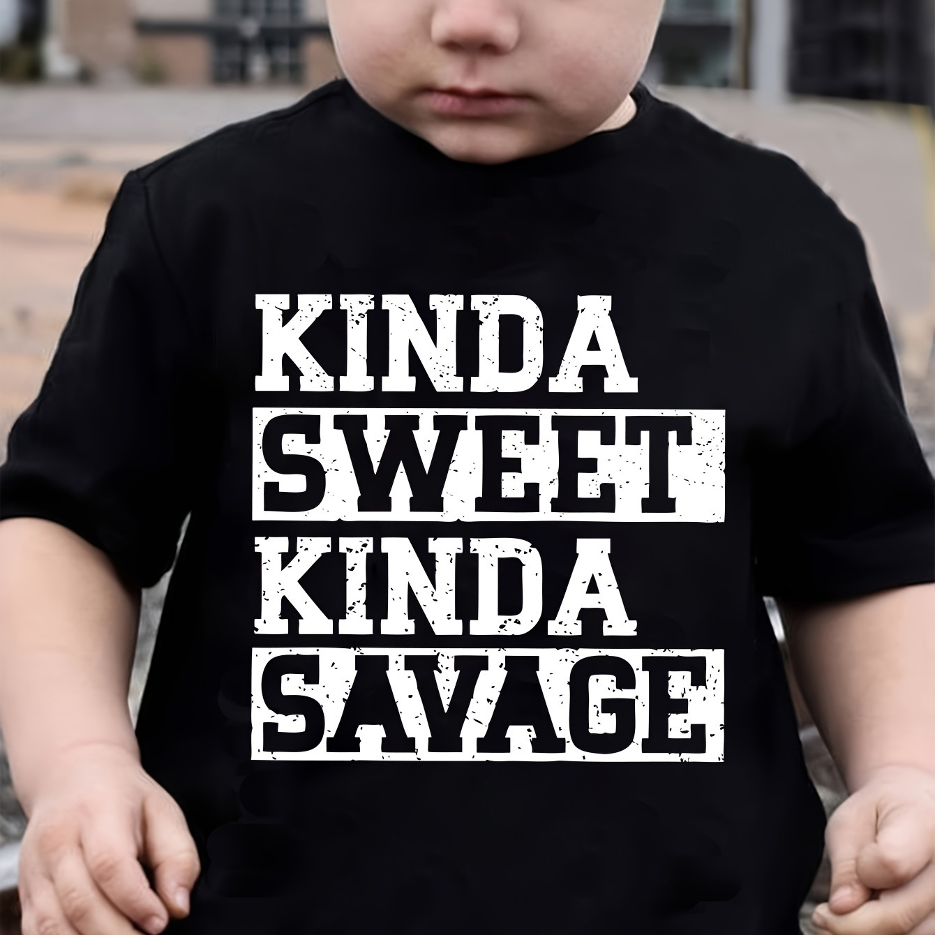 

Boys' Cotton T-shirt, Simple And Fashionable, Printed With Letters, Comfortable And Casual Round Neck, Short Sleeved