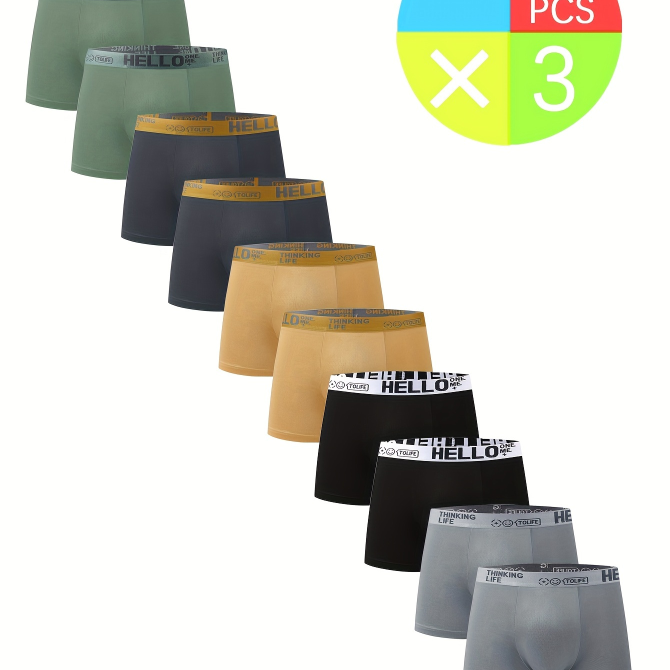 

3/5/7/10pcs Random Style Fashion Breathable Men's Boxer Briefs -, Soft, And Stretchy Trunks For Comfortable Wear, Quick Drying Sport Briefs.