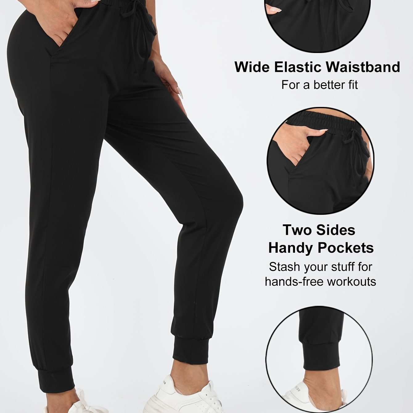 

Women's High-waist Navy Blue Jogger Pants - Stretchy & Comfortable Polyester/spandex , Dual , Workouts & Casual Wear, Machine Washable