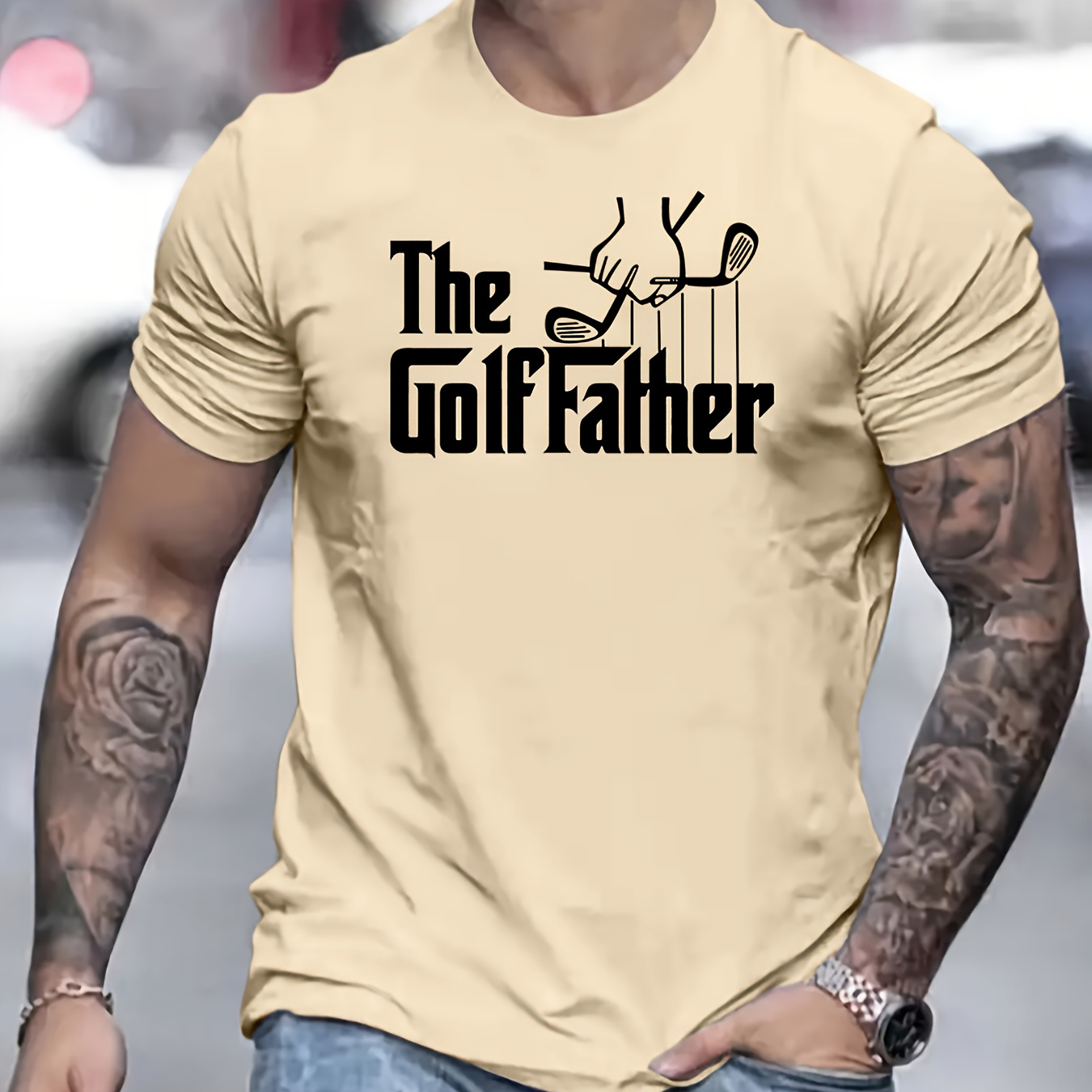 

The Golf Father Print T Shirt, Tees For Men, Casual Short Sleeve T-shirt For Summer
