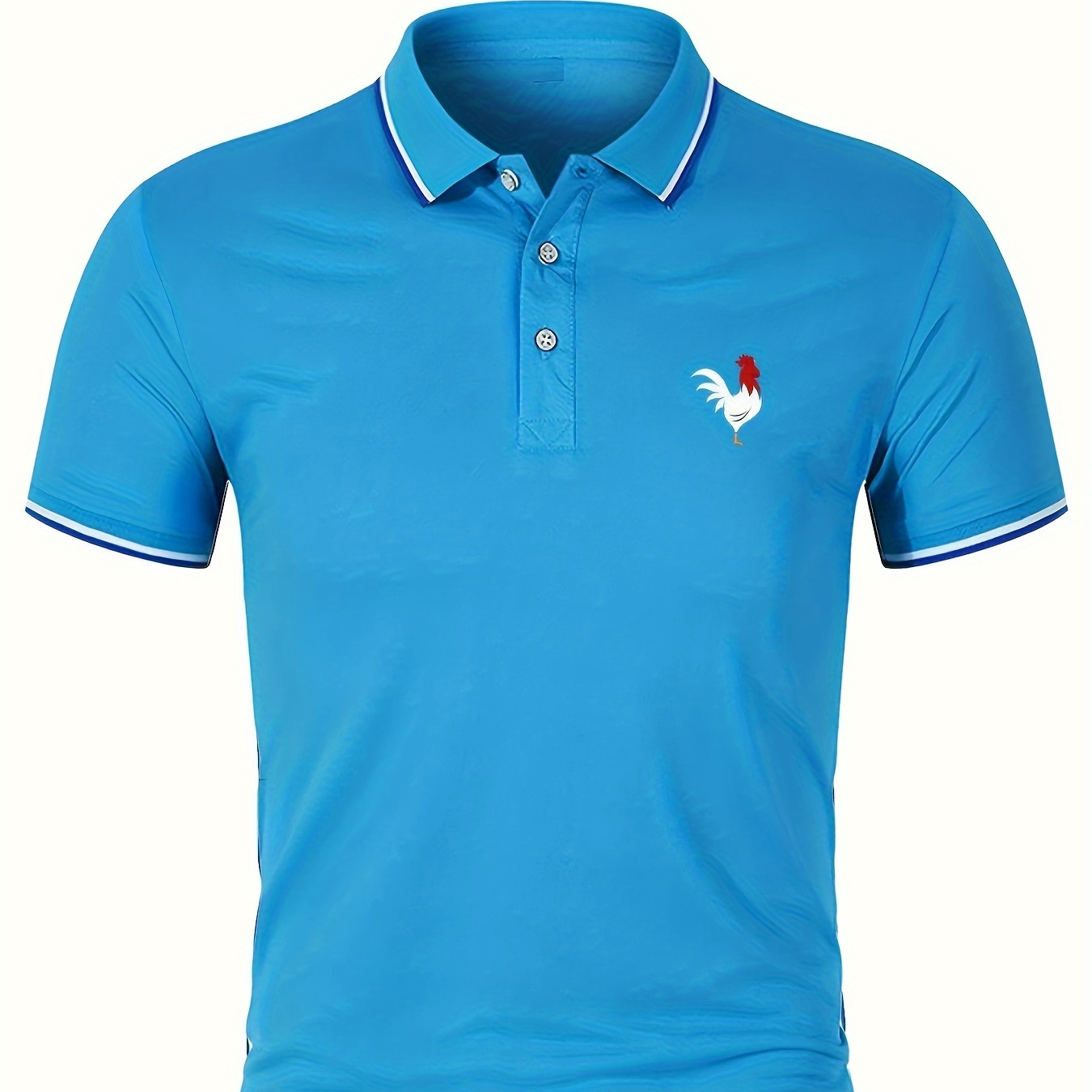 

Chemise De Golf Pour Hommes, Chemise De Tennis Respirante À Manches Courtes Imprimée Coq, Décontractée D'affaires, Évacuant L'humidité