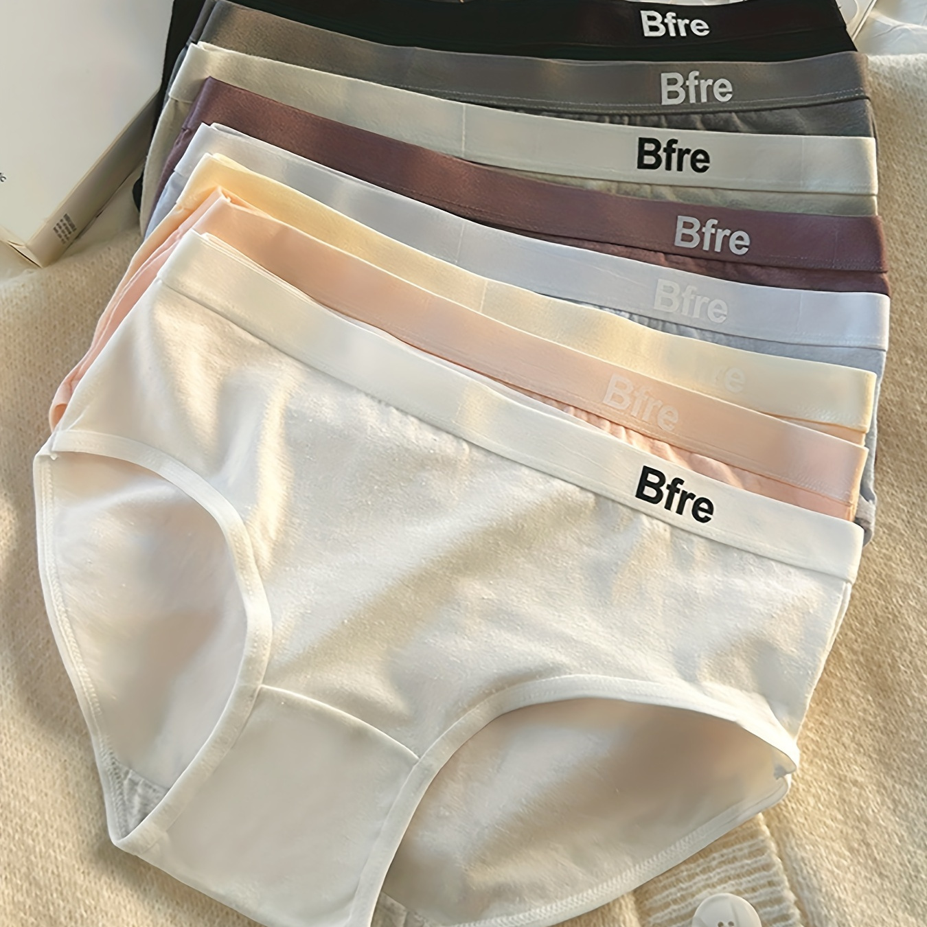 

8 Pcs Girl's Letter Logo Solid Color Cotton Briefs, Soft & Comfy Underwear Set, For All Season Wearing