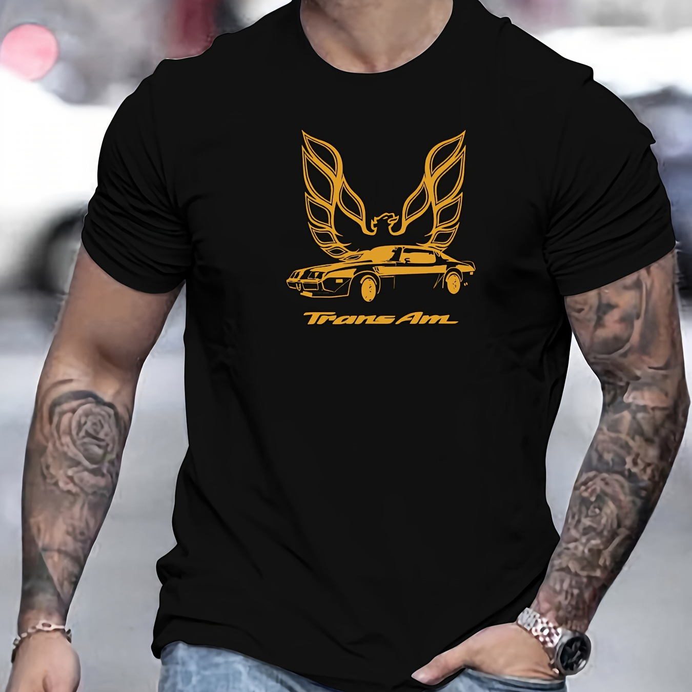 

Men's Graphic T-shirt 100% Cotton Casual Crew Neck Tee With Slight Stretch For Summer - Basic Solid Color Knit Fabric Regular Fit Adult Tops