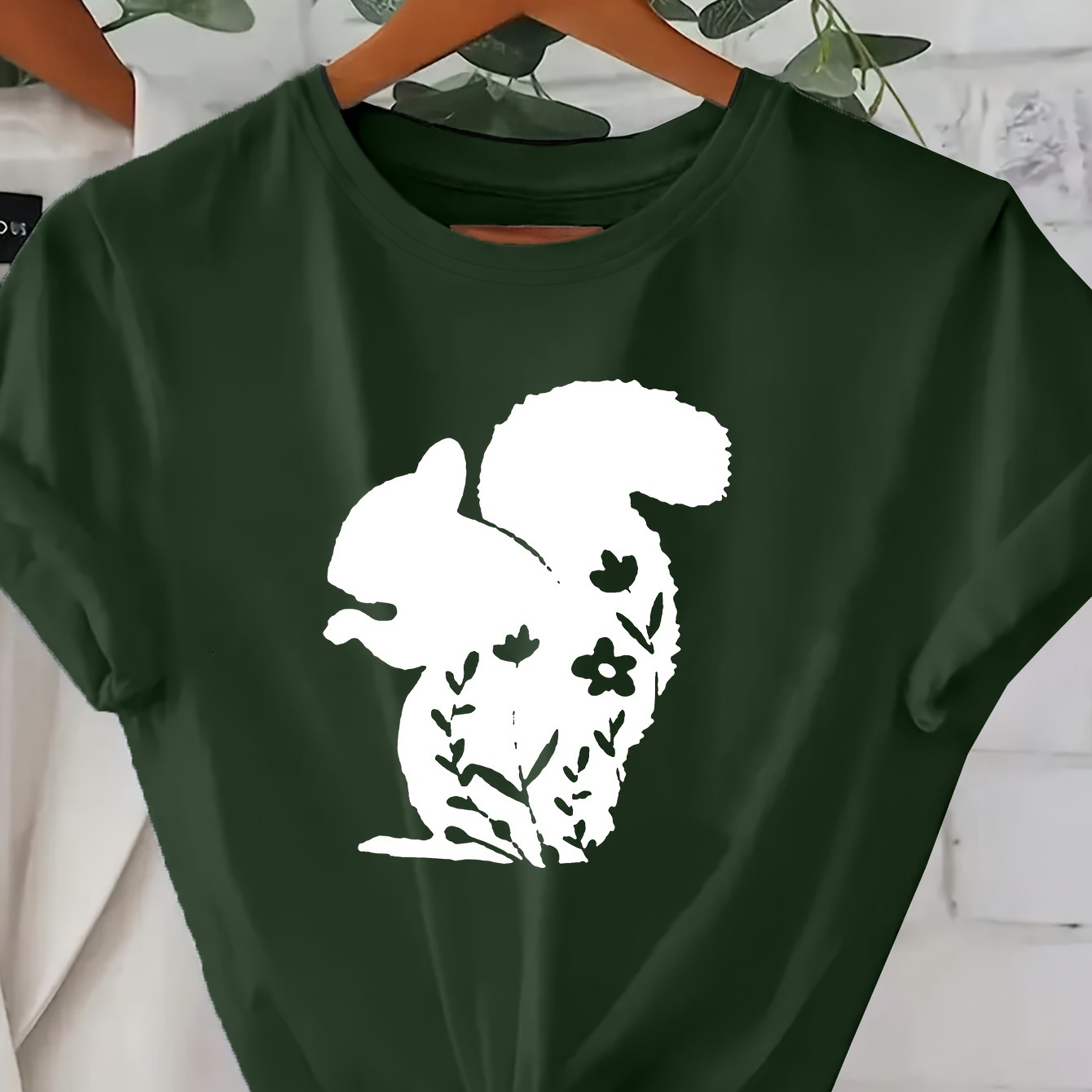 

Squirrel Neck T-shirt, Casual Comfortable Short Sleeve T-shirt For , Women's Clothing