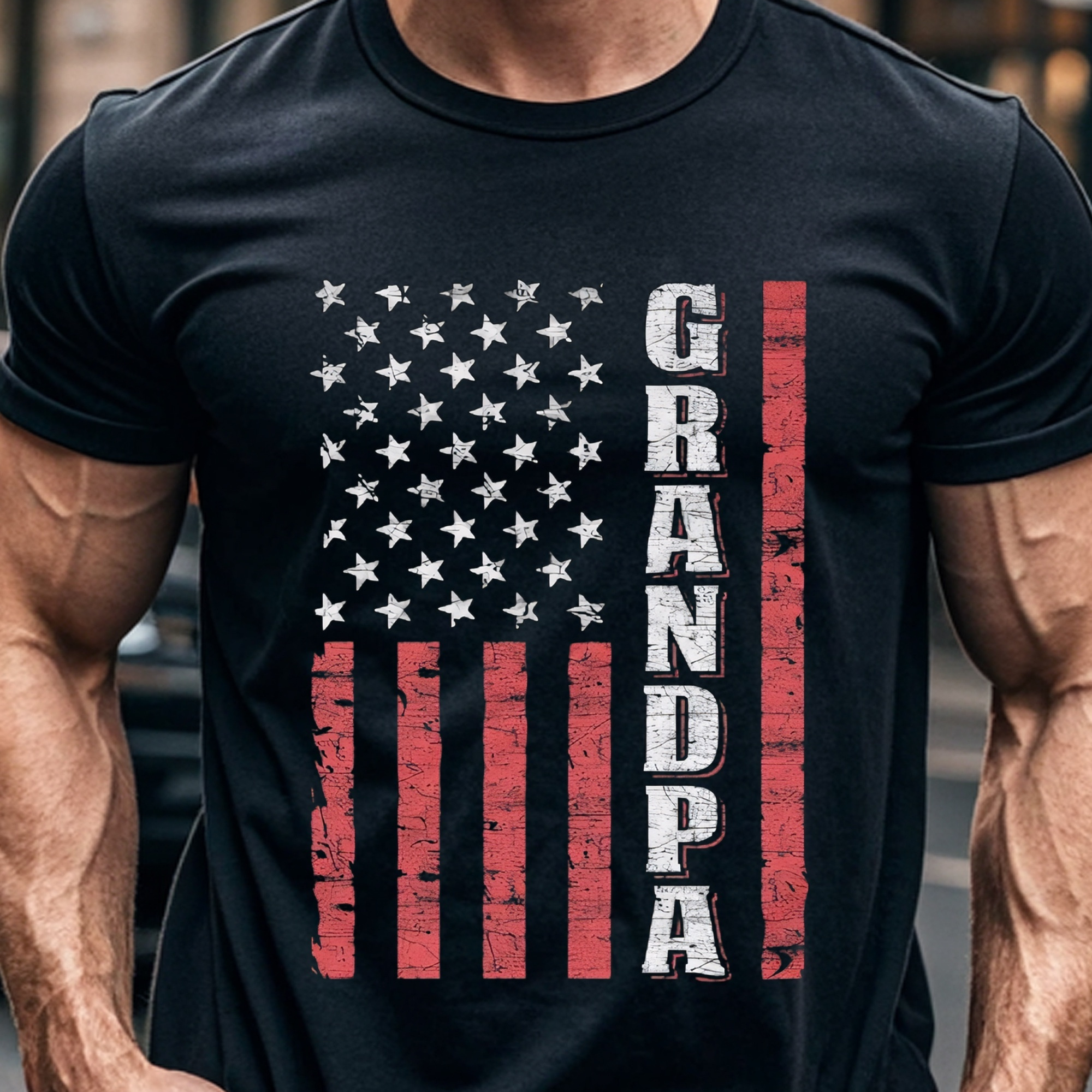 

Patriotic Usa Flag Graphic Tee - 100% Cotton, Breathable Crew Neck T-shirt For Men, Ideal Gift For Grandfather, Fit With Short Sleeves, Casual Wear & Outdoor Activities, Shirt