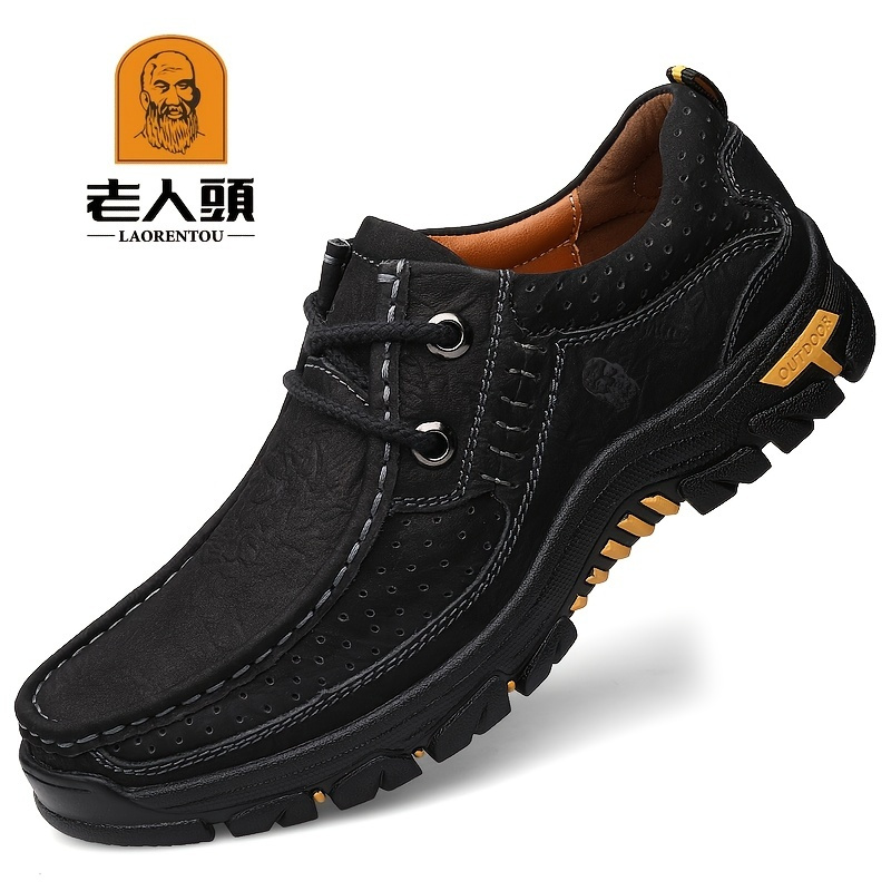 

Laorentou Men's Premium Leather New Durable Non Slip Comfy Outdoor Hiking Shoes