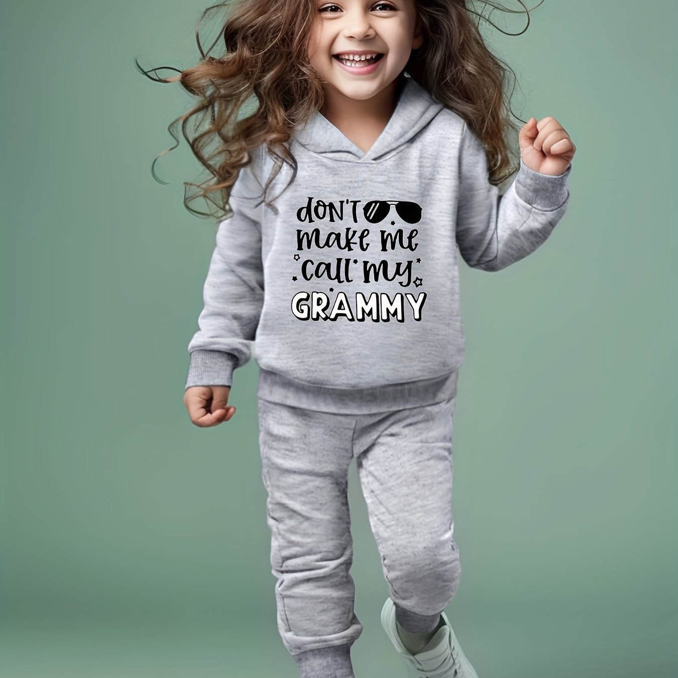 

2pcs Don't Make Me Call My Grammy Print Pullover + Pants Set Kids Clothes Girls Christmas Gift Spring Fall