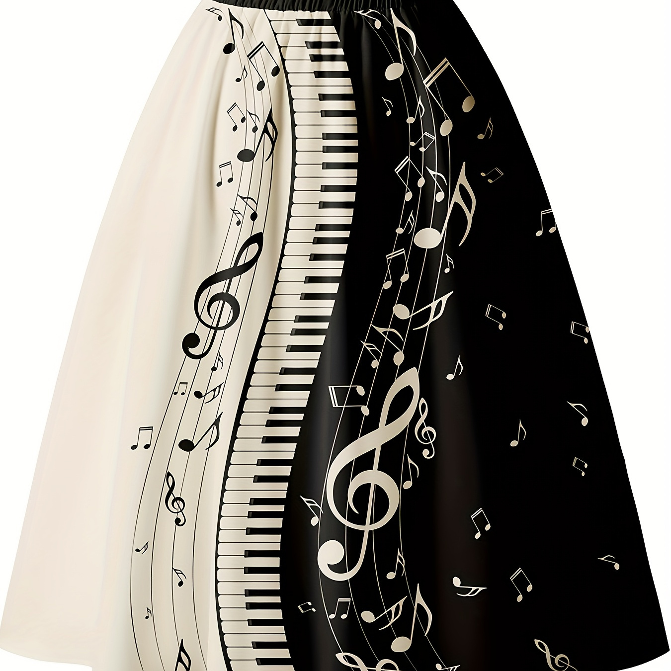 

Women's Waist A-line Flared Skirt, Vintage Print, Polyester 100%, Print, Woven, 120g/m², All