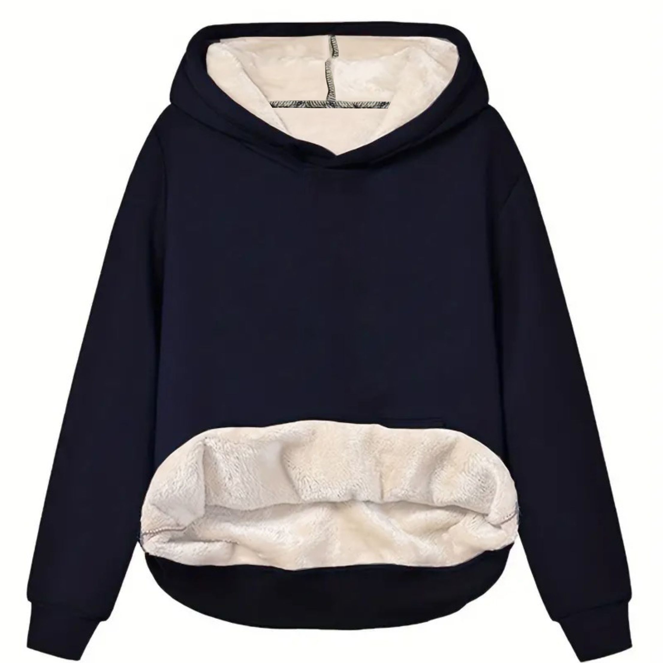 

1pc Sweat à capuche vintage pour femme avec doublure en , sweat à capuche en de couleur unie à manches longues pour toutes les