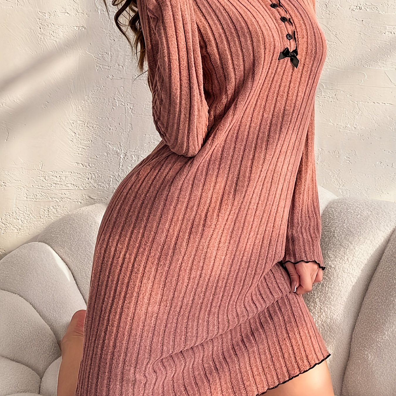 

's Ribbed , Long , Comfortable Nightgown For