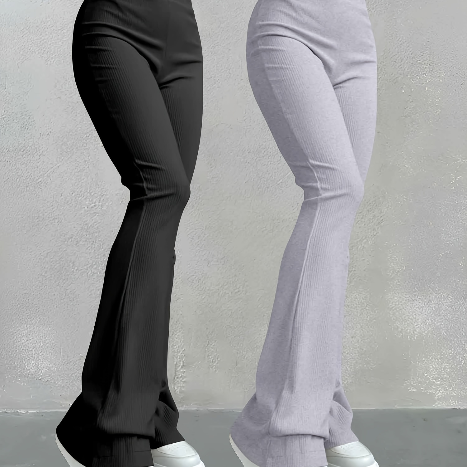 

2-pack Pantalons évasés taille haute, Pantalons décontractés interdits pour et l'été, Vêtements pour femmes