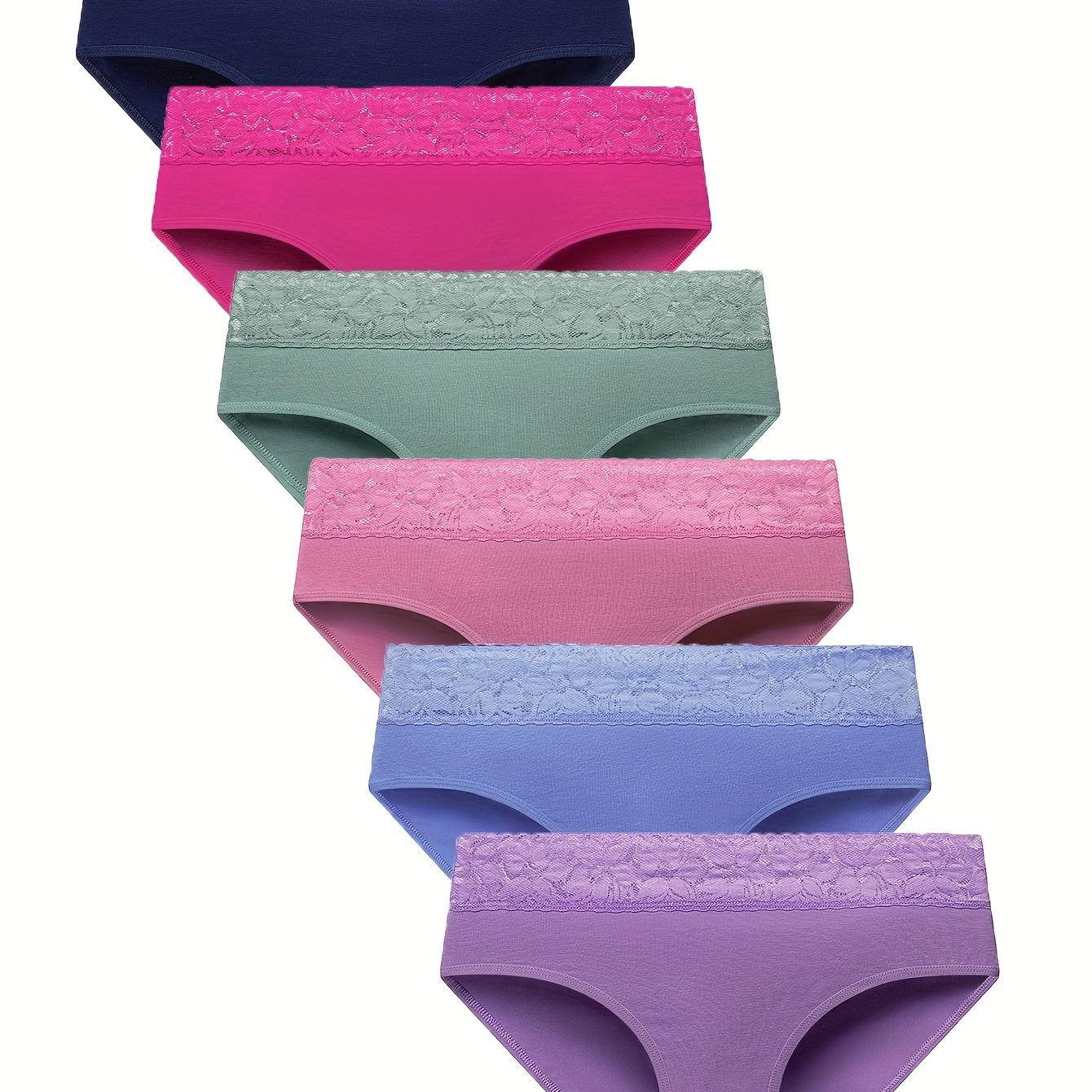

6-piece Lace-trim Panties Set - Soft, Breathable & For - Womens Essential Lingerie