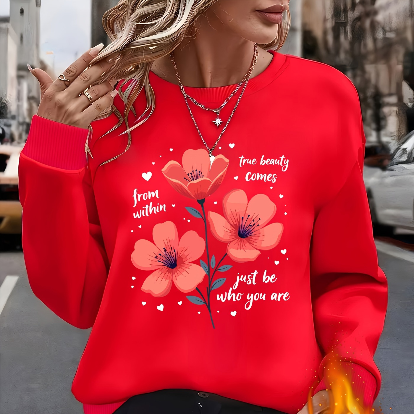 

Floral Print Pullover Sweatshirt, Casual Long Sleeve Crew Neck Sweatshirt For Fall & Winter, Women's Clothing