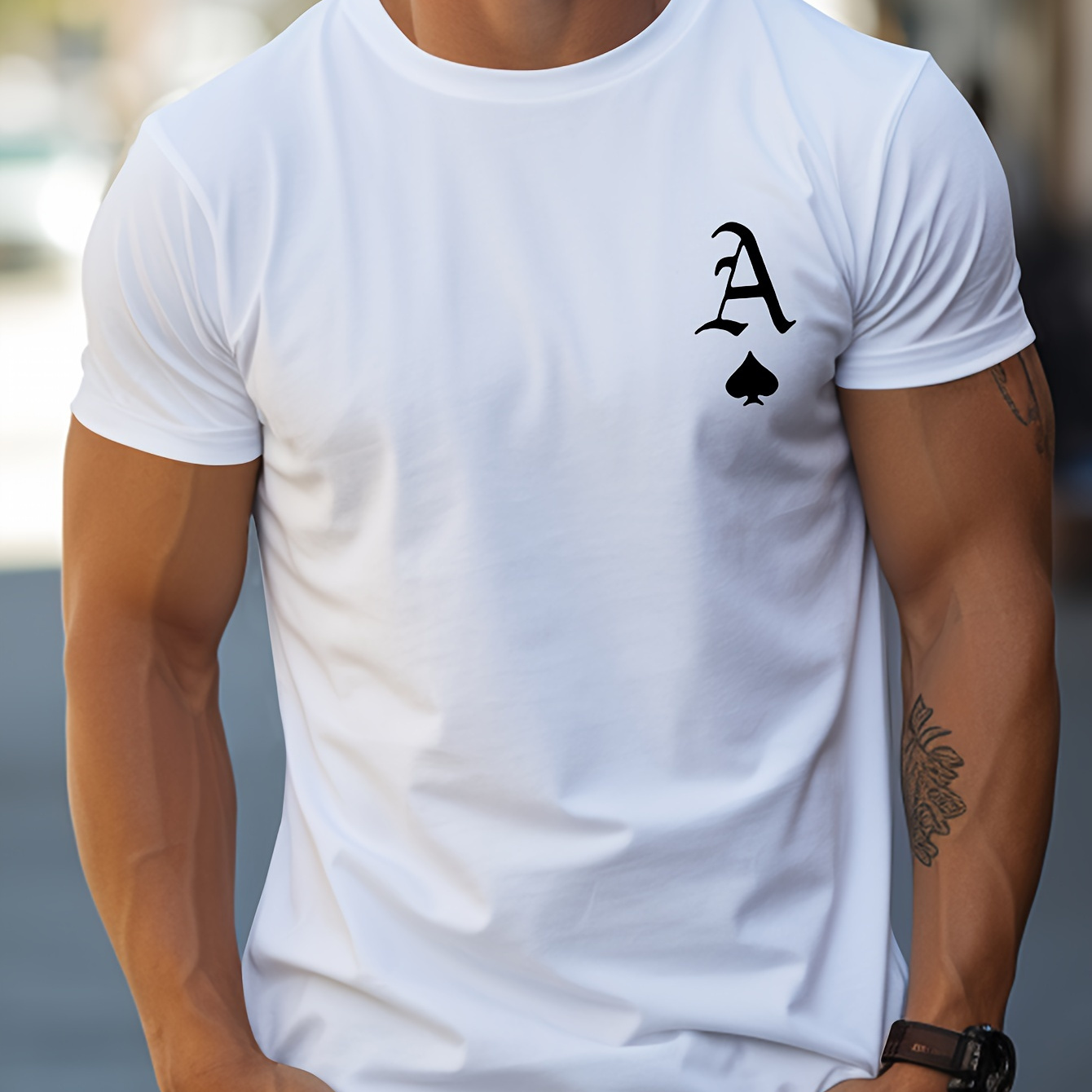 

Ace Of Spades Print T Shirt, Tees For Men, Casual Short Sleeve Tshirt For Summer Spring Fall, Tops As Gifts