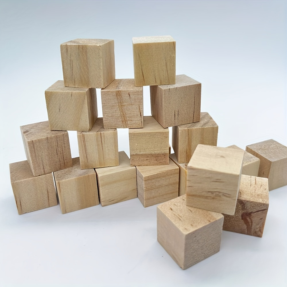 50pcs 0.39inch Unfinished Wooden Blocks Small Wood Cubes, For