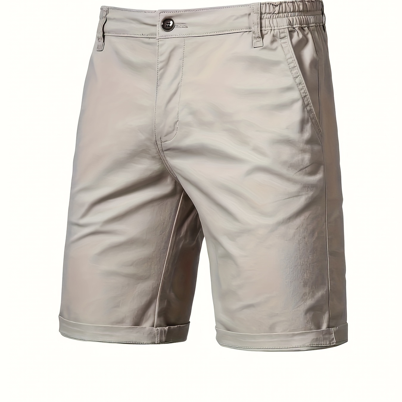 

Men's Slim Fit Solid Color Buttoned And Zippered Shorts With Multiple Pockets, Casual And Chic Shorts Perfect For Summer Outdoors Wear