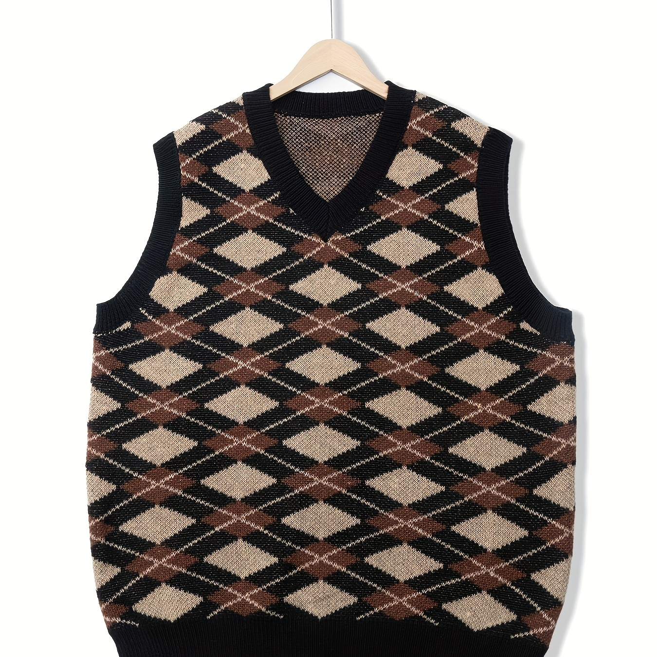 Elegant Slightly Stretch Sweater Vest Men's Casual Vintage - Temu