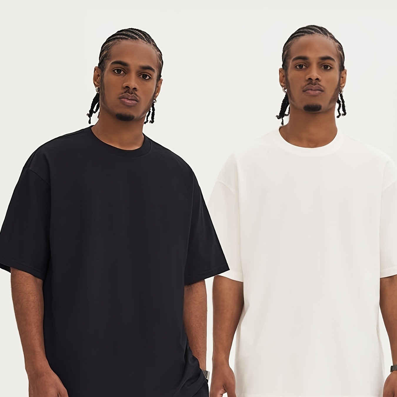 

Street Hip-hop 250gsm Man's Plain Boxy Fit 100% Cotton Shirt Oversized Drop Shoulder Tshirt Men 2 Pack
