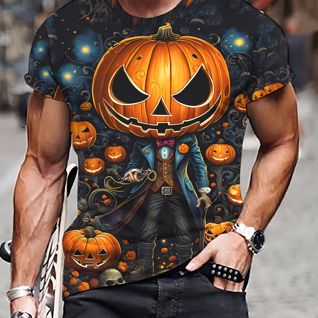

Halloween Print T- - , & | Polyester, , Round