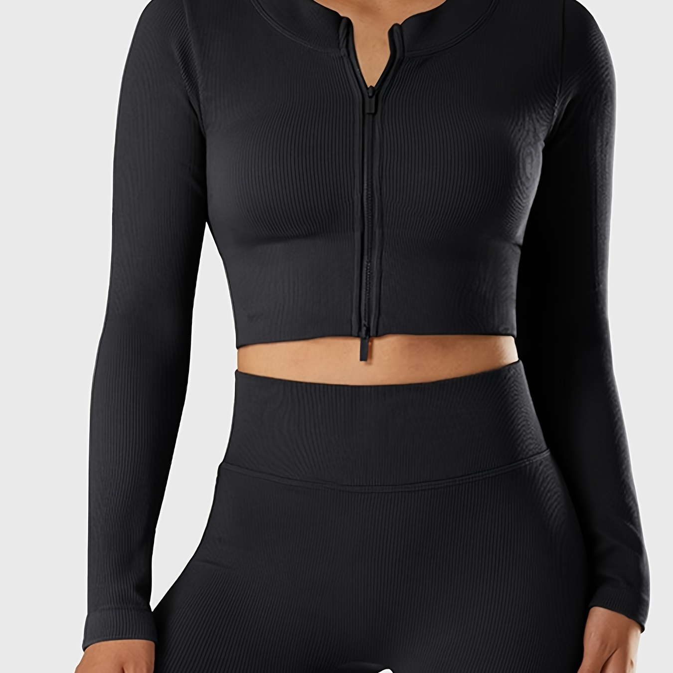 

Basic Cropped Fitted Long-sleeve Workout Shirt For Yoga