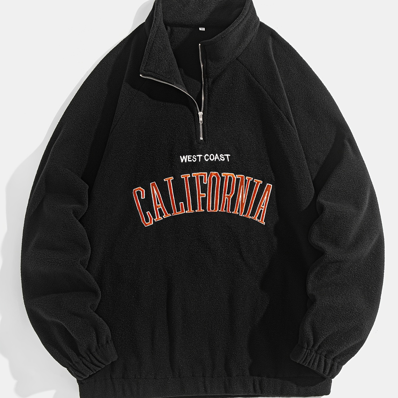 

Men's West California Embroidered Polar Fleece Zip-up Sweatshirt - Warm, Sporty Stand Collar Pullover With Ribbed Cuffs & Hem, Machine Washable