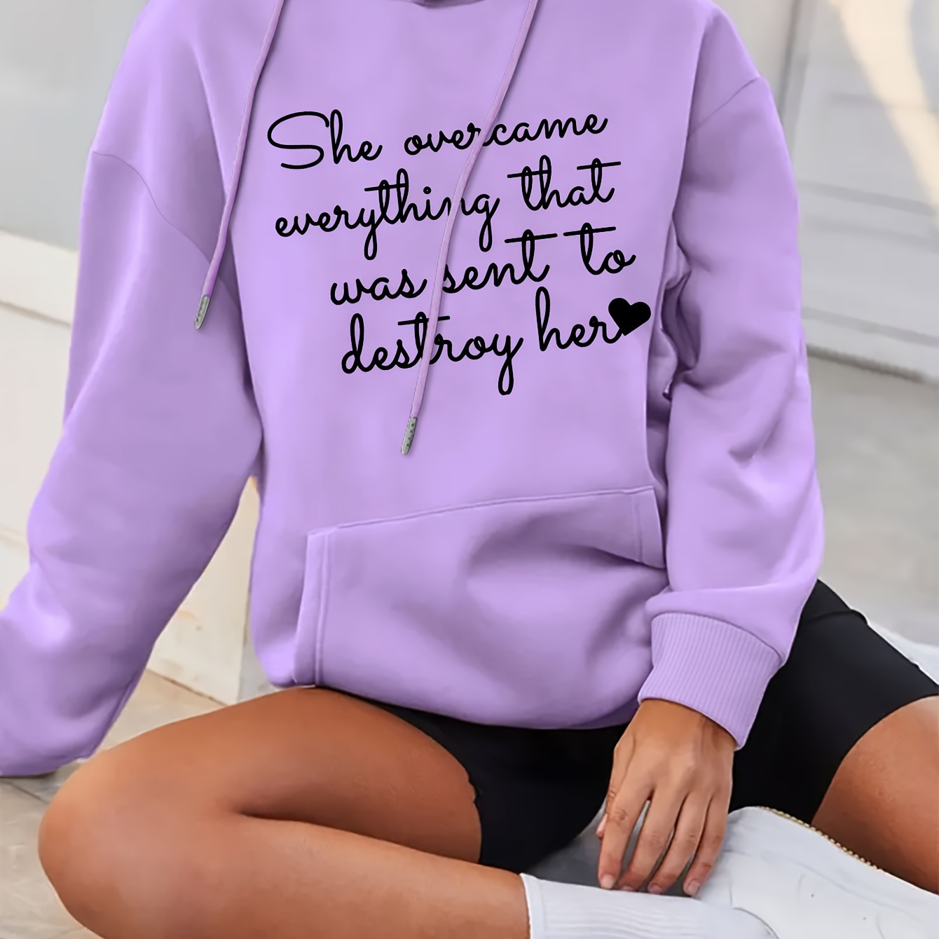 

Letter Slogan Pattern Print Hoodie, Drawstring Casual Hooded Sweatshirt, Suitable For Winter And Fall, Women's