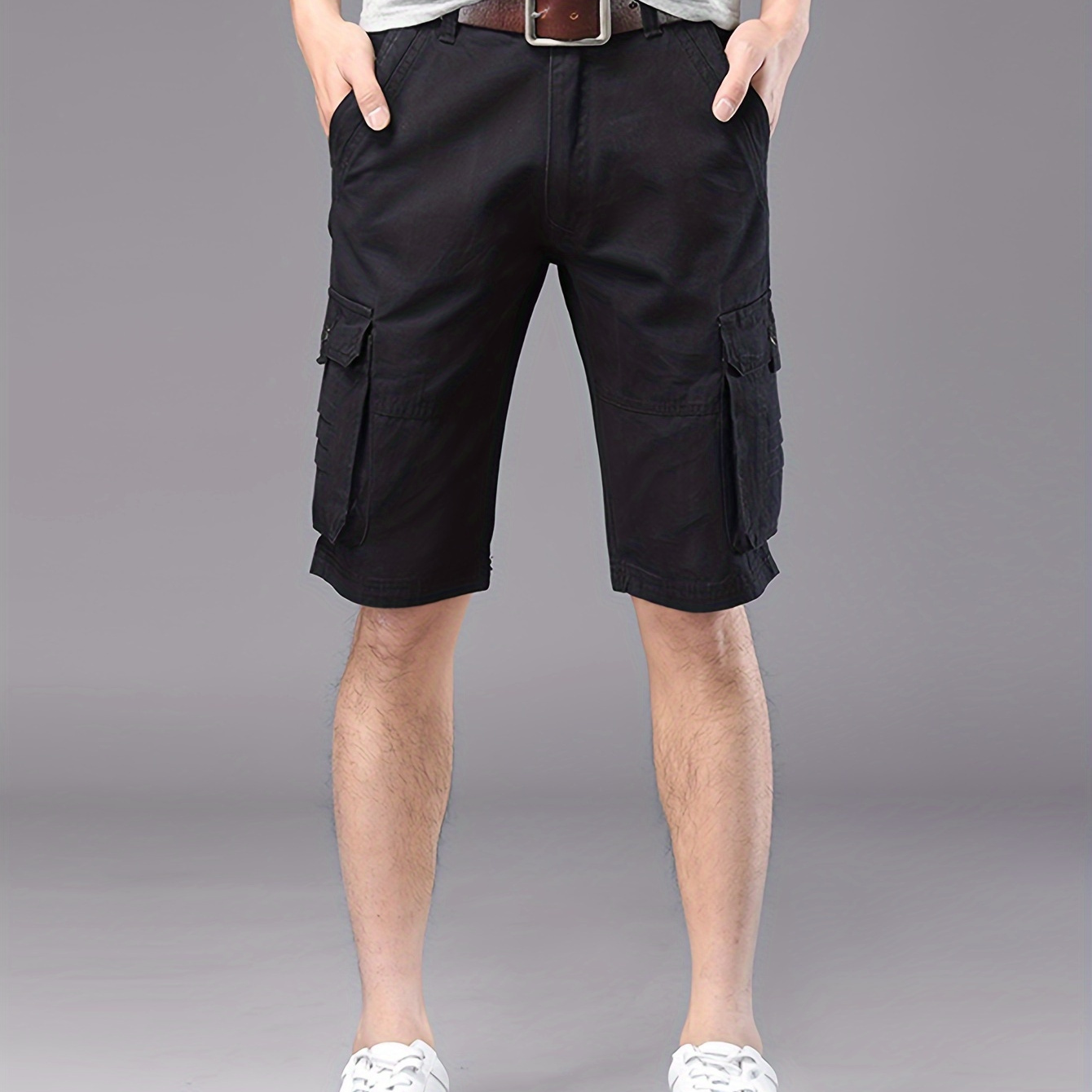 

Men's Cargo Shorts With Pockets In Solid Color, Loose Fit And Trendy For Casual Wear, Bermuda Shorts