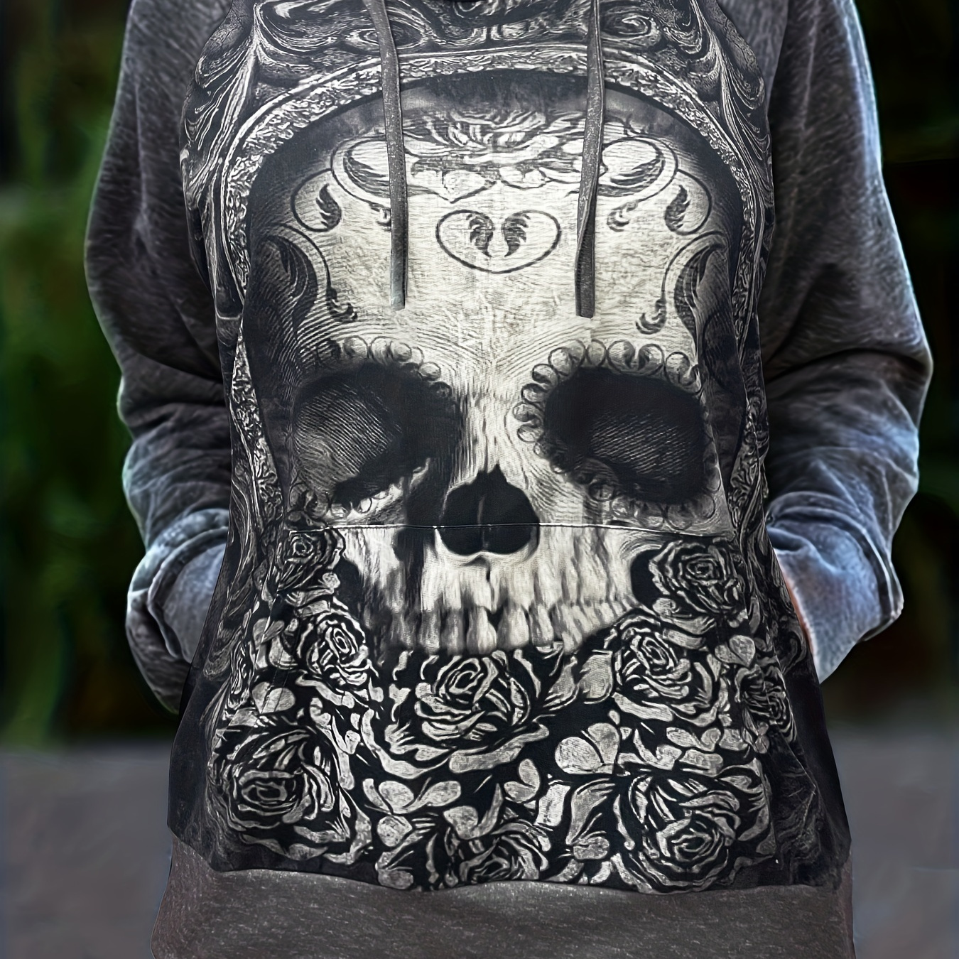 Gothic Hoodie Sun Moon Print Sweatshirt Black Punk Goth - Temu Italy