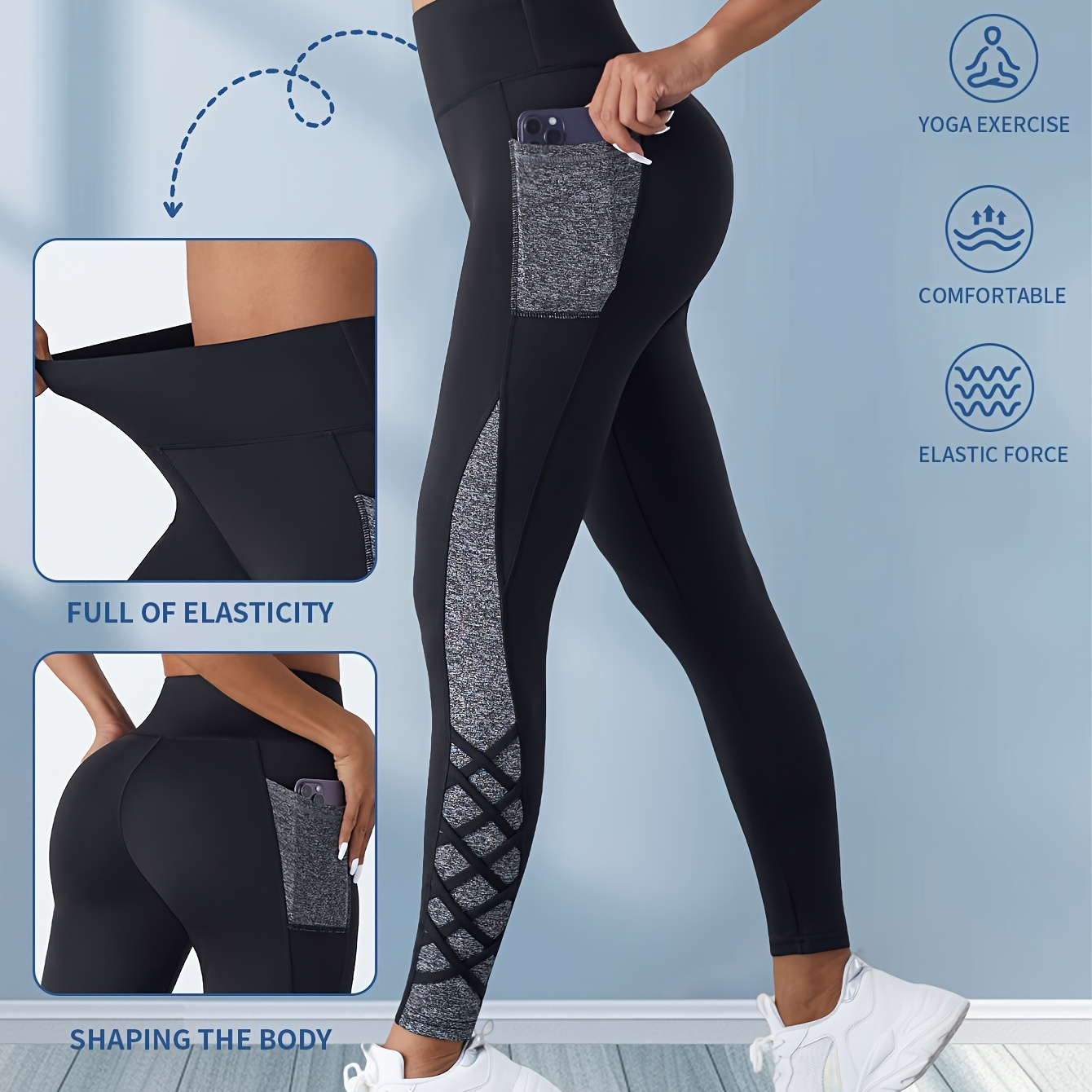 

Women's High-waist Yoga Leggings With Pockets - Sweat Absorbent, Breathable & Tummy Control Workout Pants